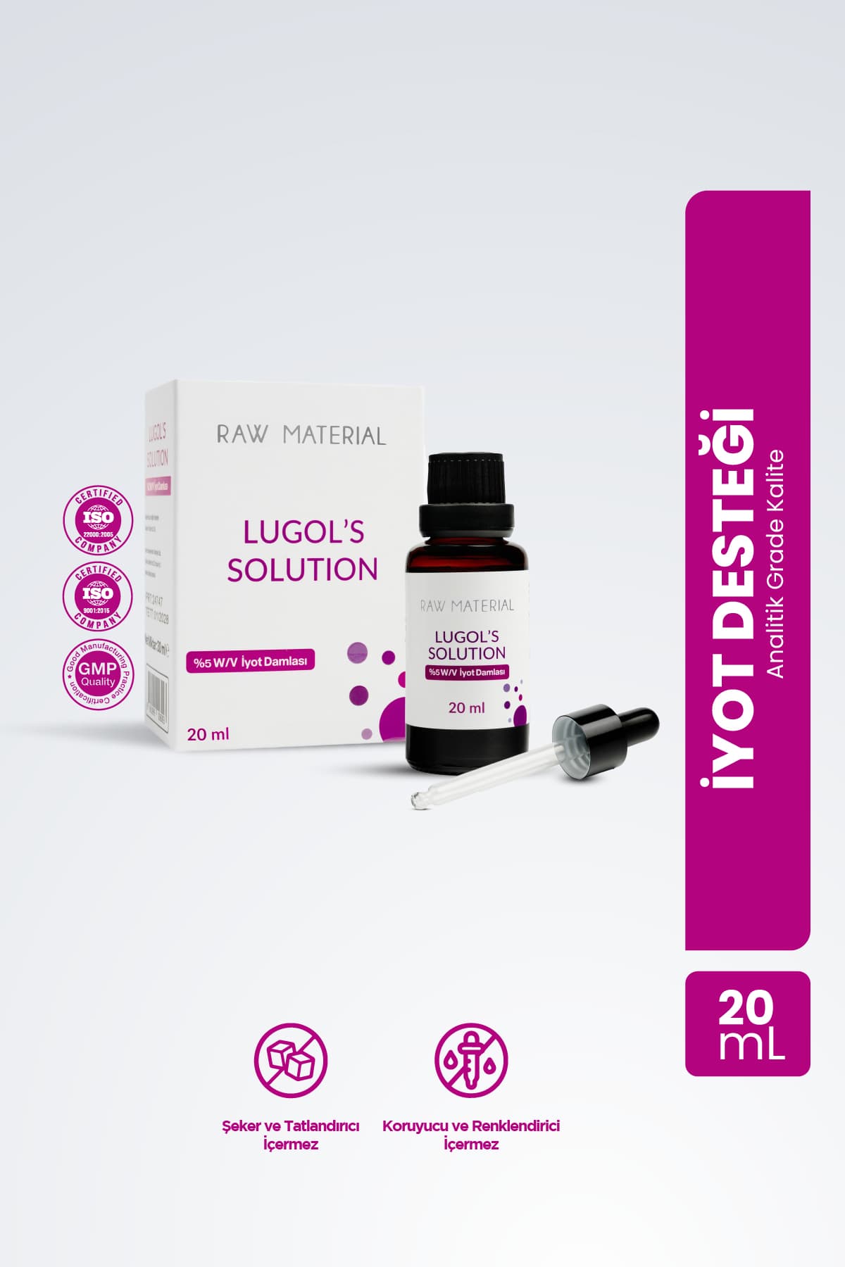 Raw Material Lugol's Solution İyot %5 Damla 20 ml